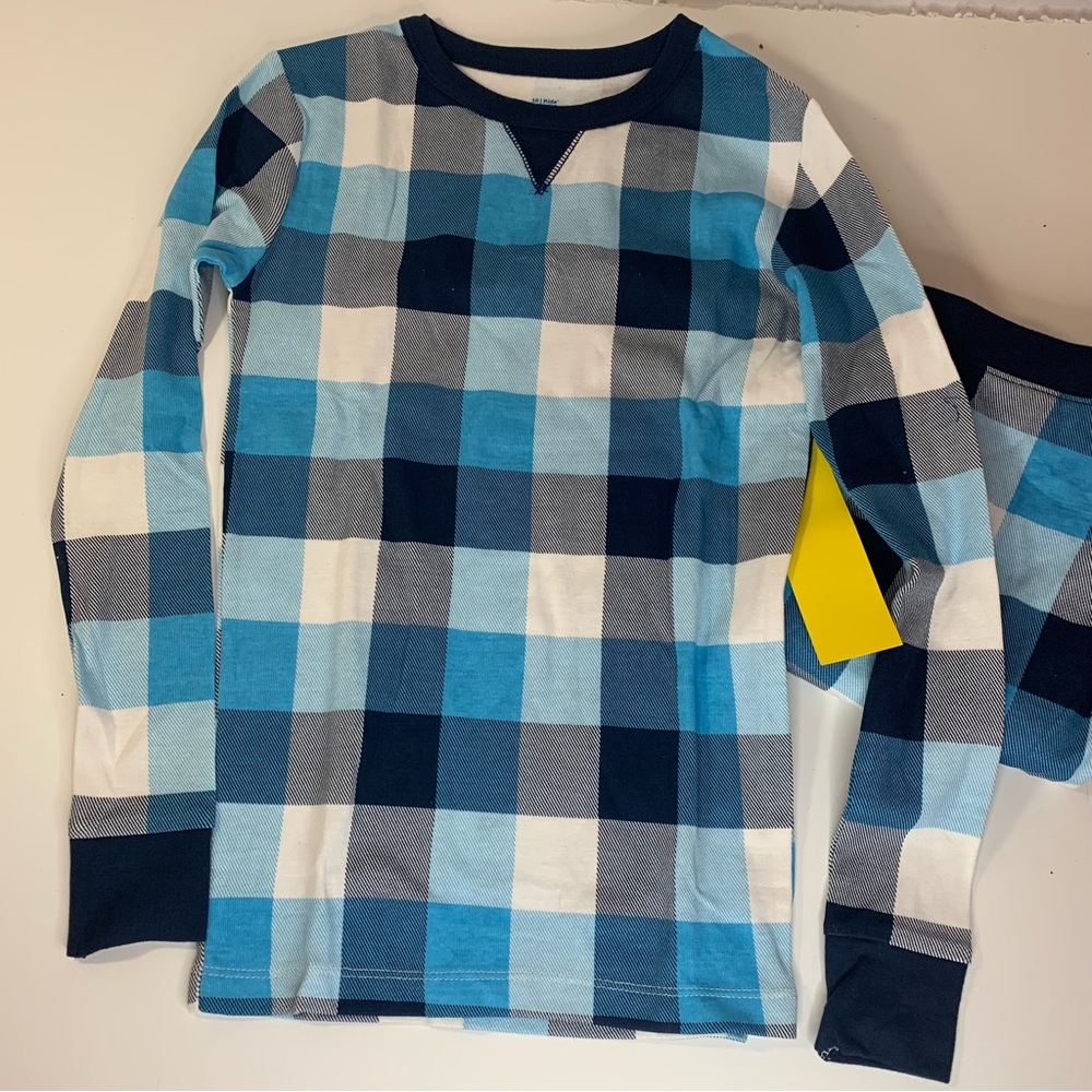 Wondershop Kids Blue Buffalo Plaid Pajama Set Stretchy Plaid Unisex - Picture 14 of 16